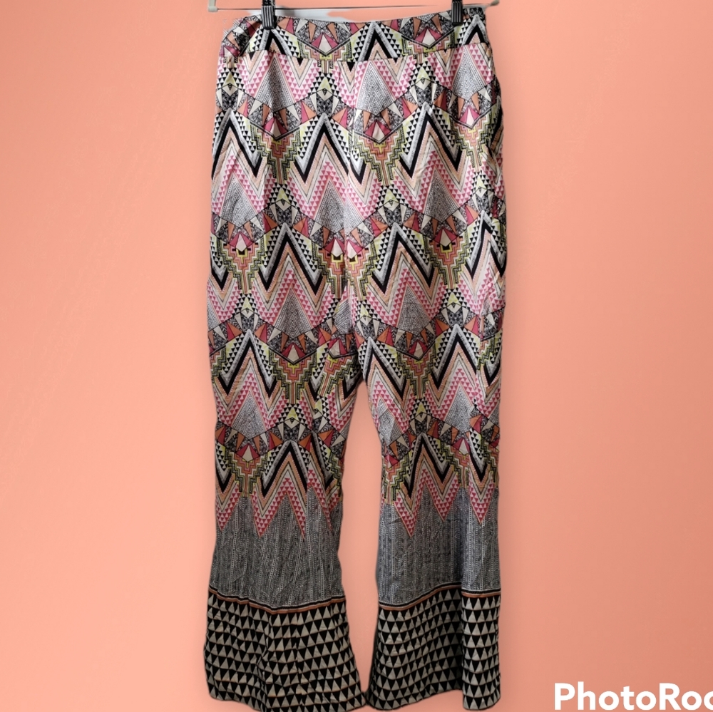 Fashion Web geometric flare pants women's size XL
